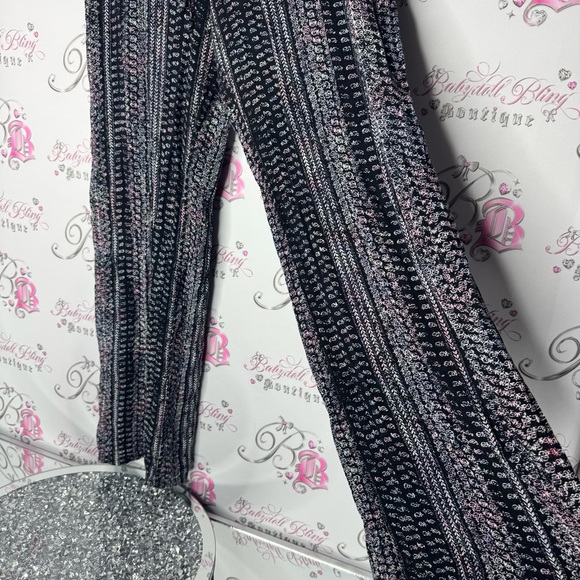 c wonder pants flare hippie black paisley print pink purple white flowy baggy - Picture 2 of 10